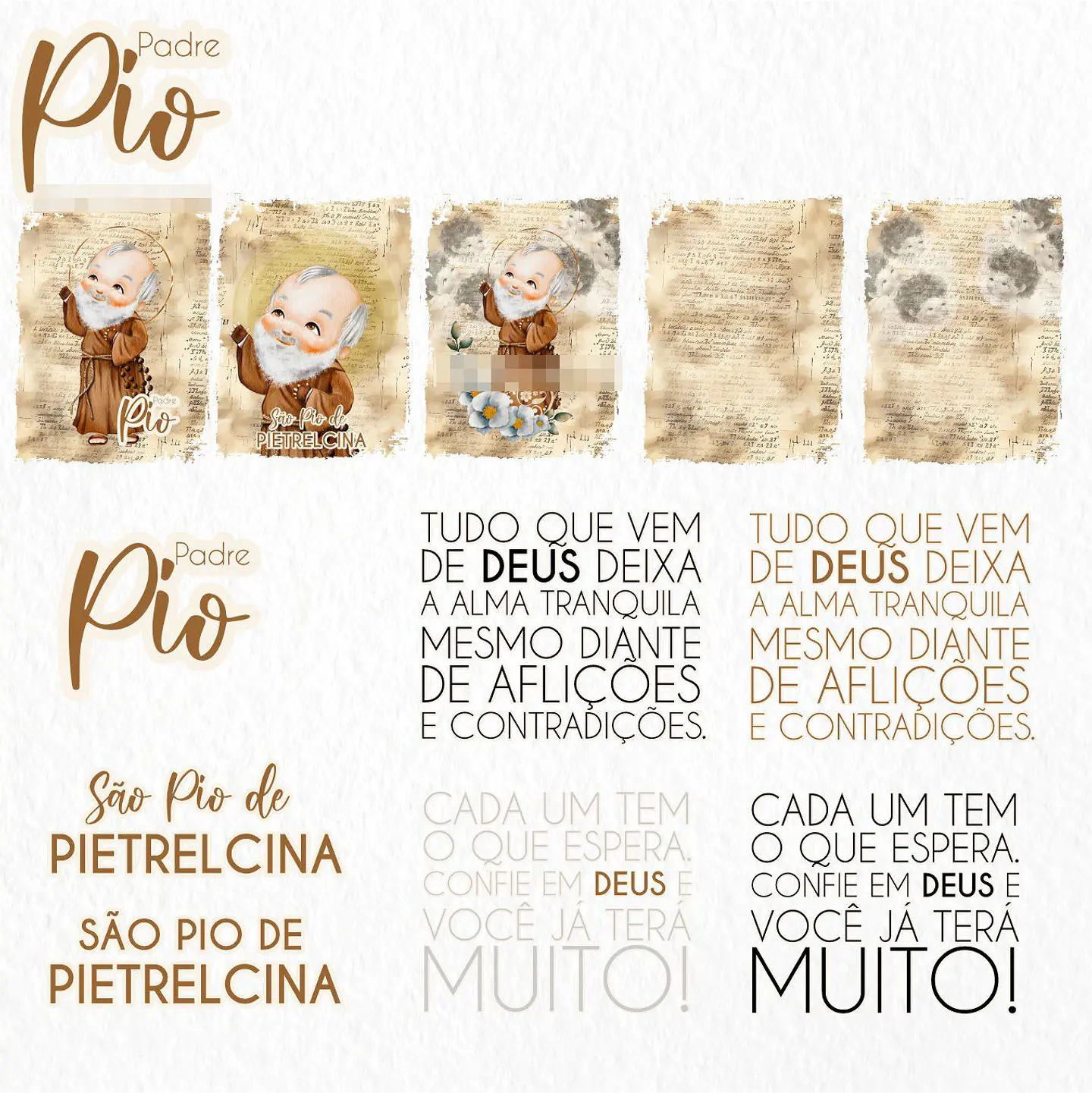 Kit Digital Padre Pio Aquarela em Png  4