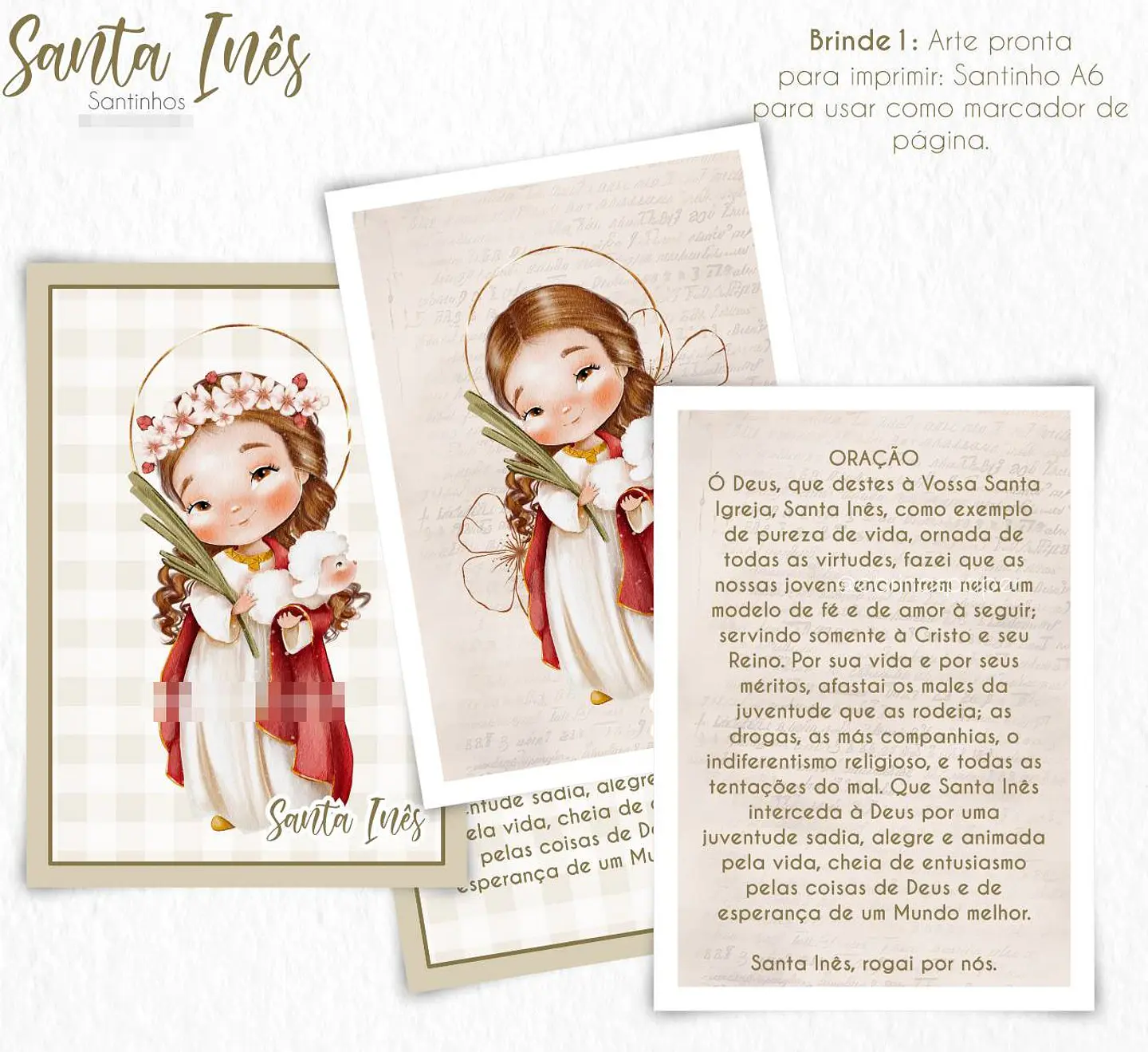 Kit Digital Santa Inês Aquarela em Png  2