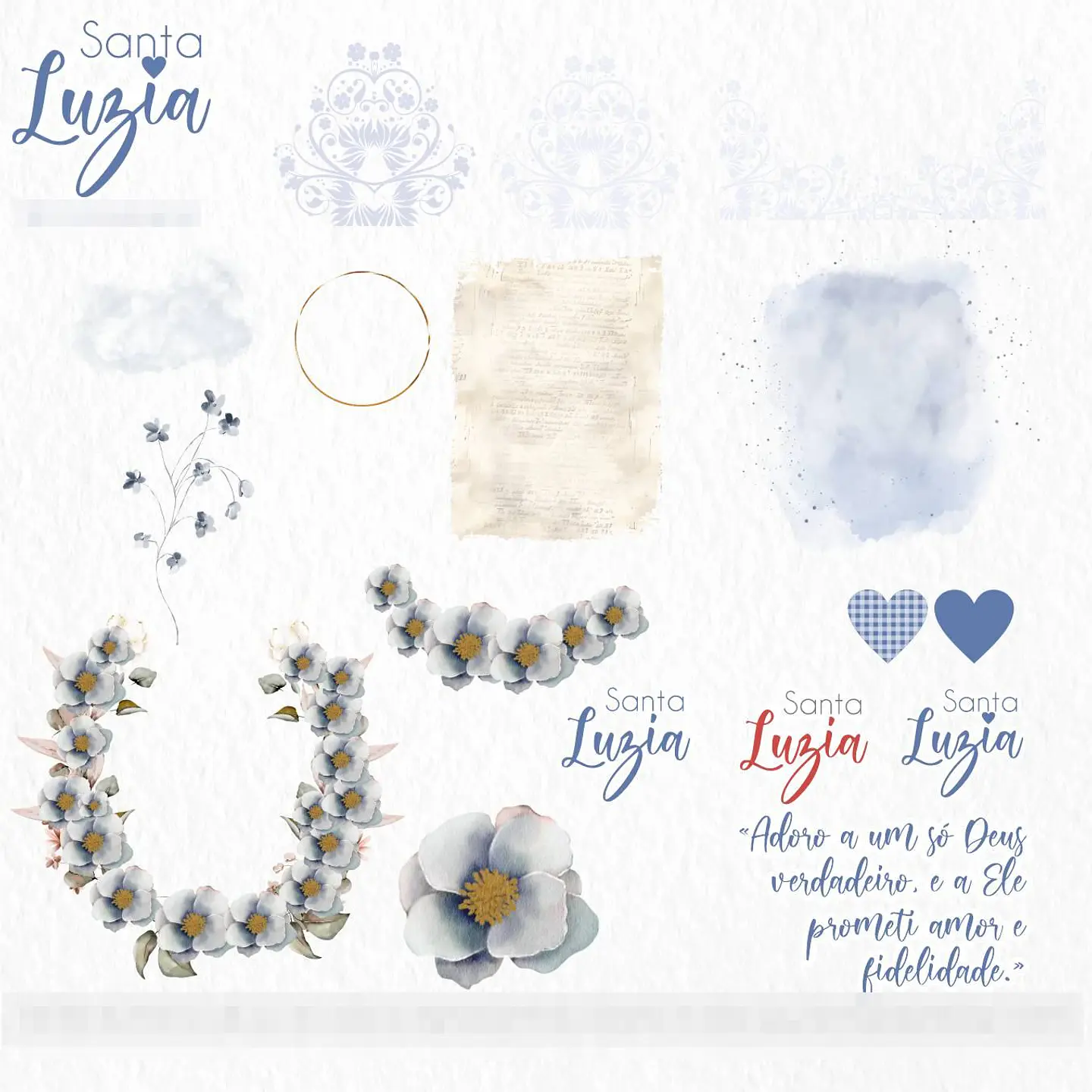 Kit Digital Santa Luzia Aquarela em Png  2