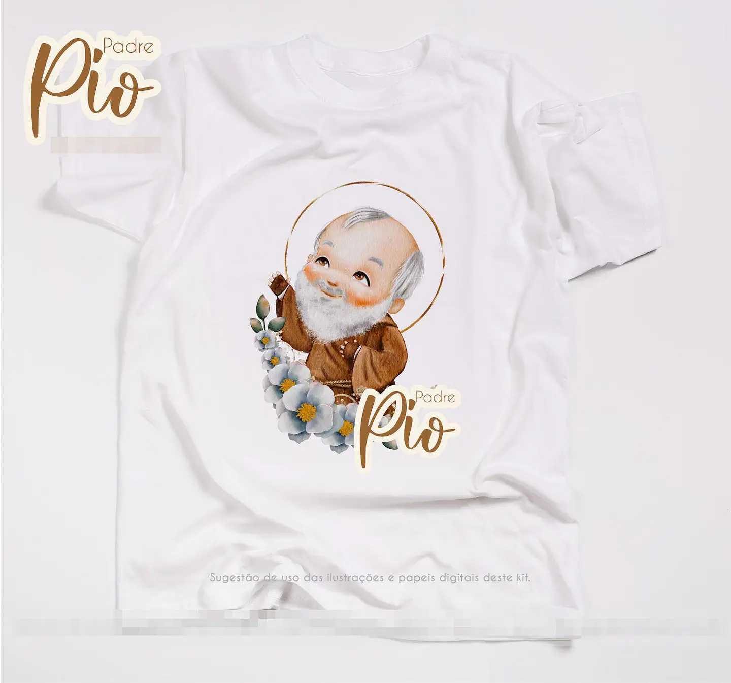 Kit Digital Padre Pio Aquarela em Png  7