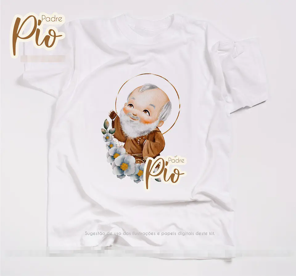 Kit Digital Padre Pio Aquarela em Png  7