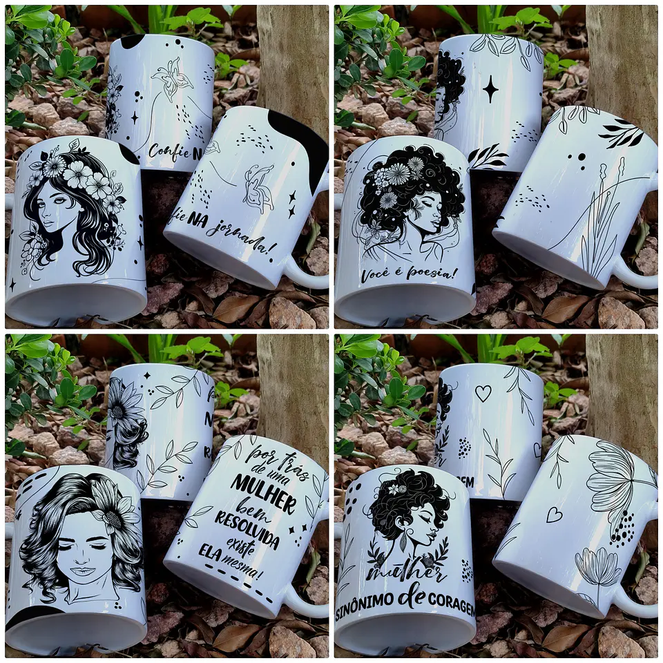 10 Artes para Caneca e Azulejo Dia da Mulher Minimalista Arquivo Editável 1