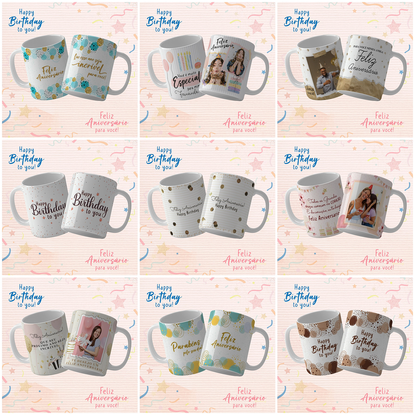 19 Artes para Caneca Aniversário Arquivo Editável 1