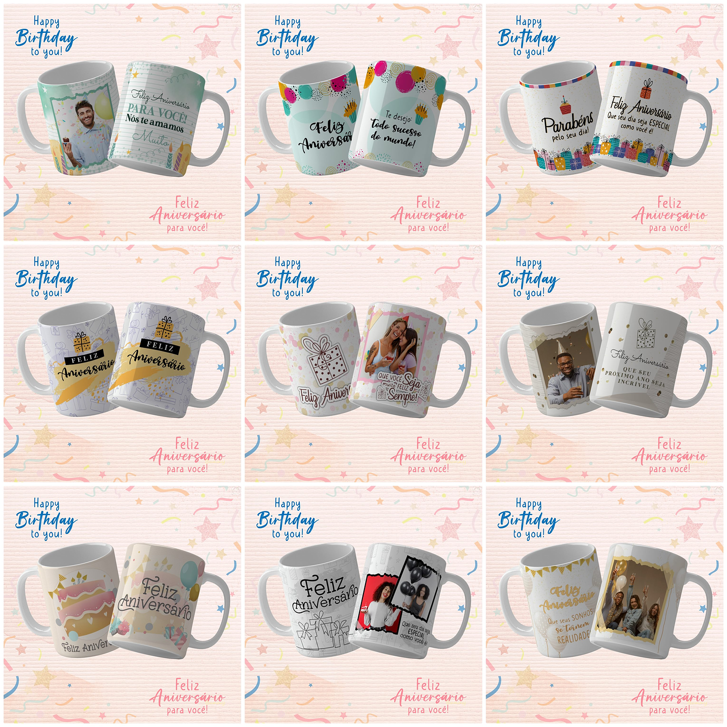 19 Artes para Caneca Aniversário Arquivo Editável 2