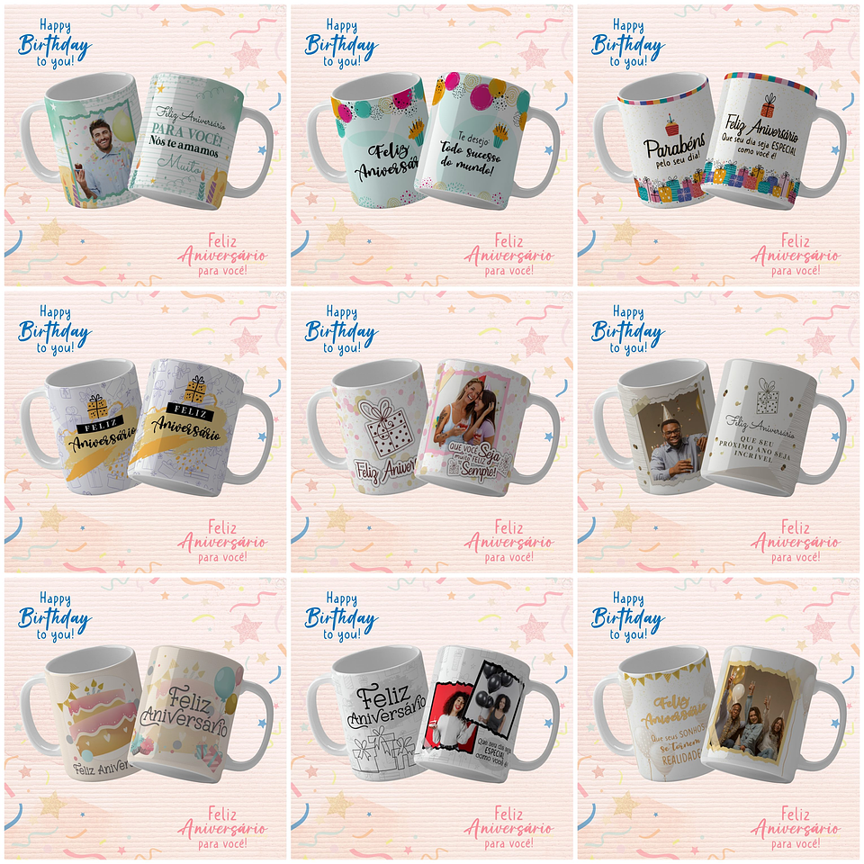 19 Artes para Caneca Aniversário Arquivo Editável 2