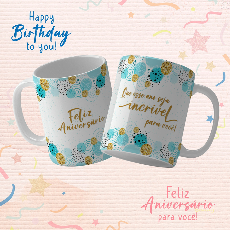 19 Artes para Caneca Aniversário Arquivo Editável 3