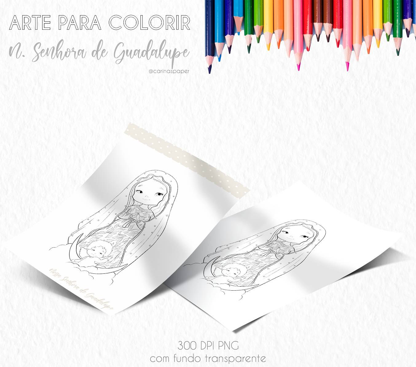 Kit Digital Santinhos para Colorir Arquivos em Png 8