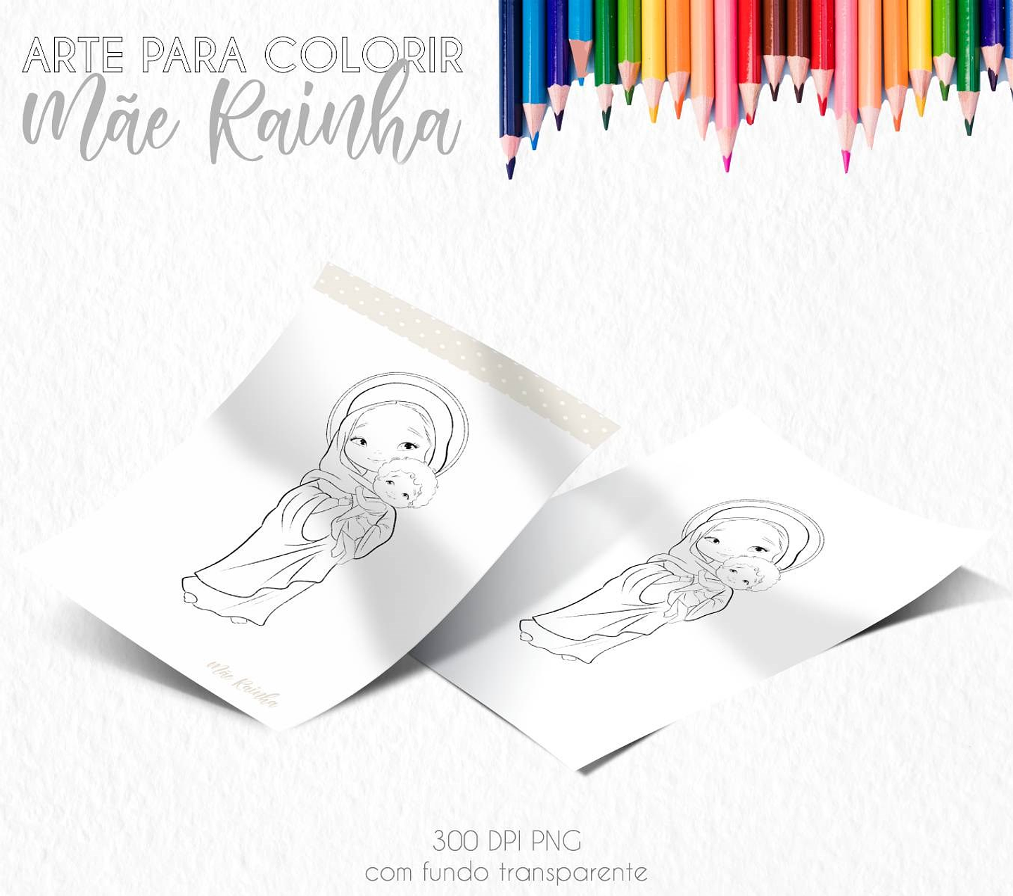 Kit Digital Santinhos para Colorir Arquivos em Png 9