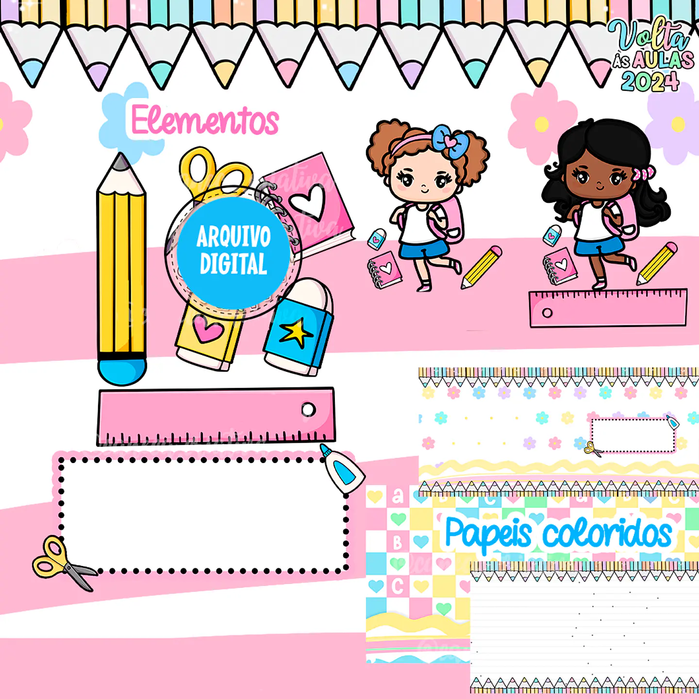 Kit Digital Menininhas Fofas Volta as Aulas Arquivos em Png  17