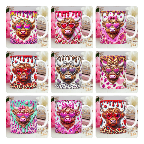 40 Artes para Caneca Dia dos Namorados 3D Vaquinha Love Arquivos Png