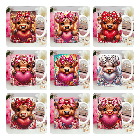 10 Artes para Caneca Dia dos Namorados 3D Vaquinhas Love 3d Arquivos Png