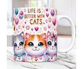 15 Artes Caneca Gato Cute Animal Animais Pet Love 3d Arquivos Png