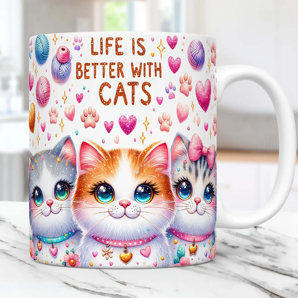 15 Artes Caneca Gato Cute Animal Animais Pet Love 3d Arquivos Png 2