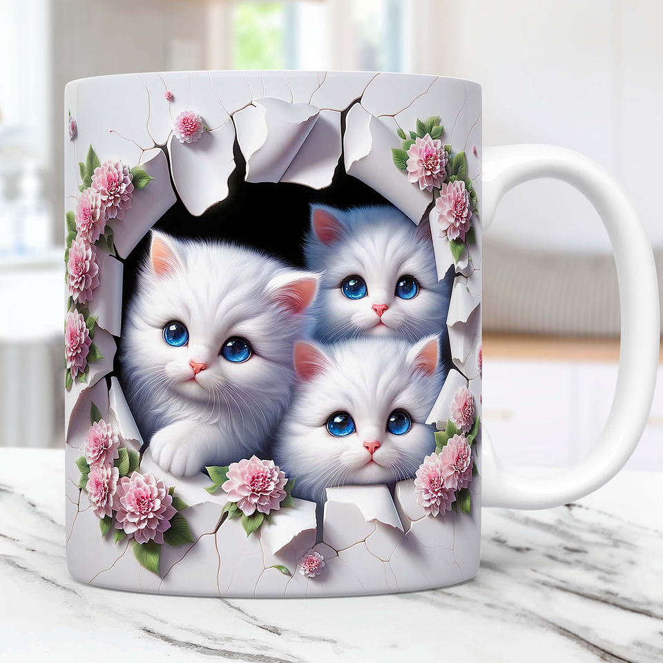 10 Artes Caneca Gato 3D Gatinhos Animal Animais Pet Love 3d Arquivos Png 2