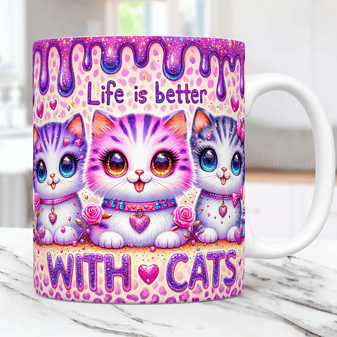 15 Artes Caneca Gato Cute Animal Animais Pet Love 3d Arquivos Png