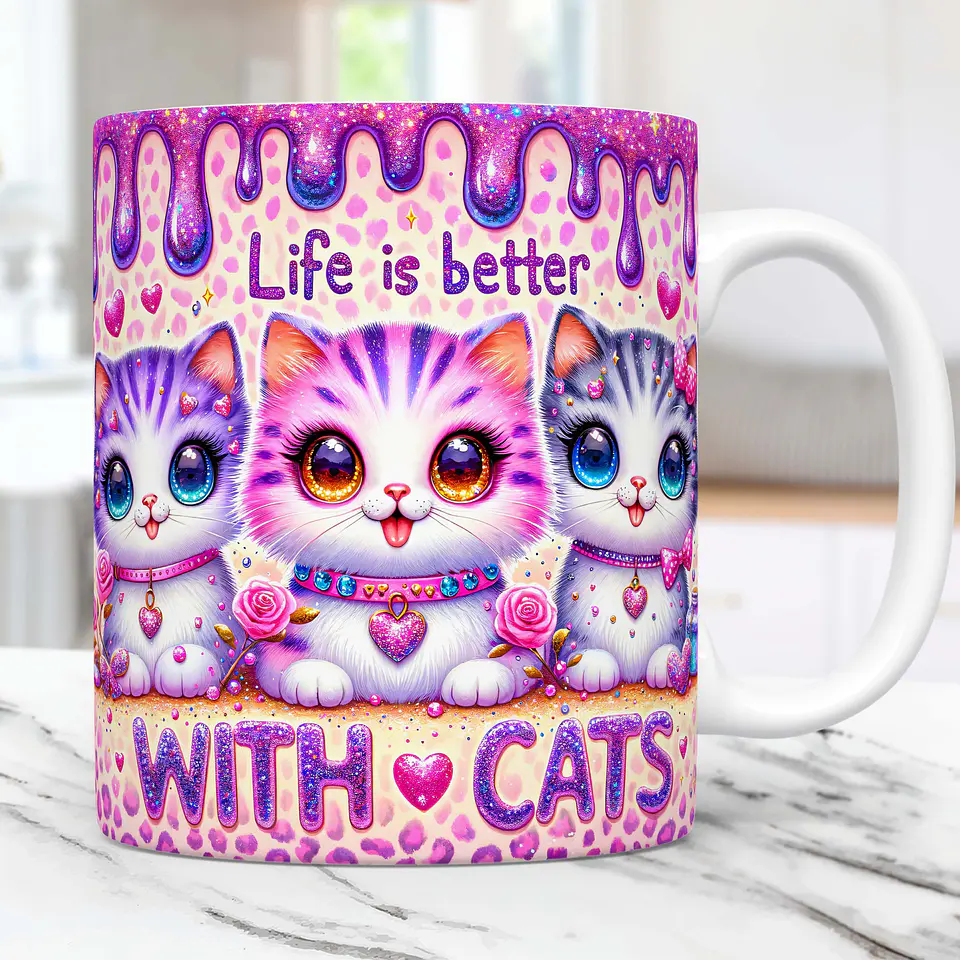 15 Artes Caneca Gato Cute Animal Animais Pet Love 3d Arquivos Png 4