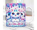 15 Artes Caneca Gato Cute Animal Animais Pet Love 3d Arquivos Png