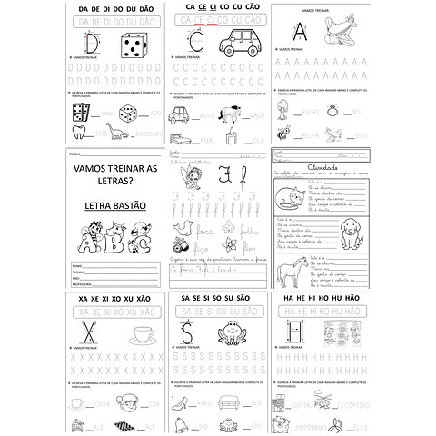 Arquivo Escolar Caligrafia Letra Cursiva Script e Bastão Volta as aulas em Pdf