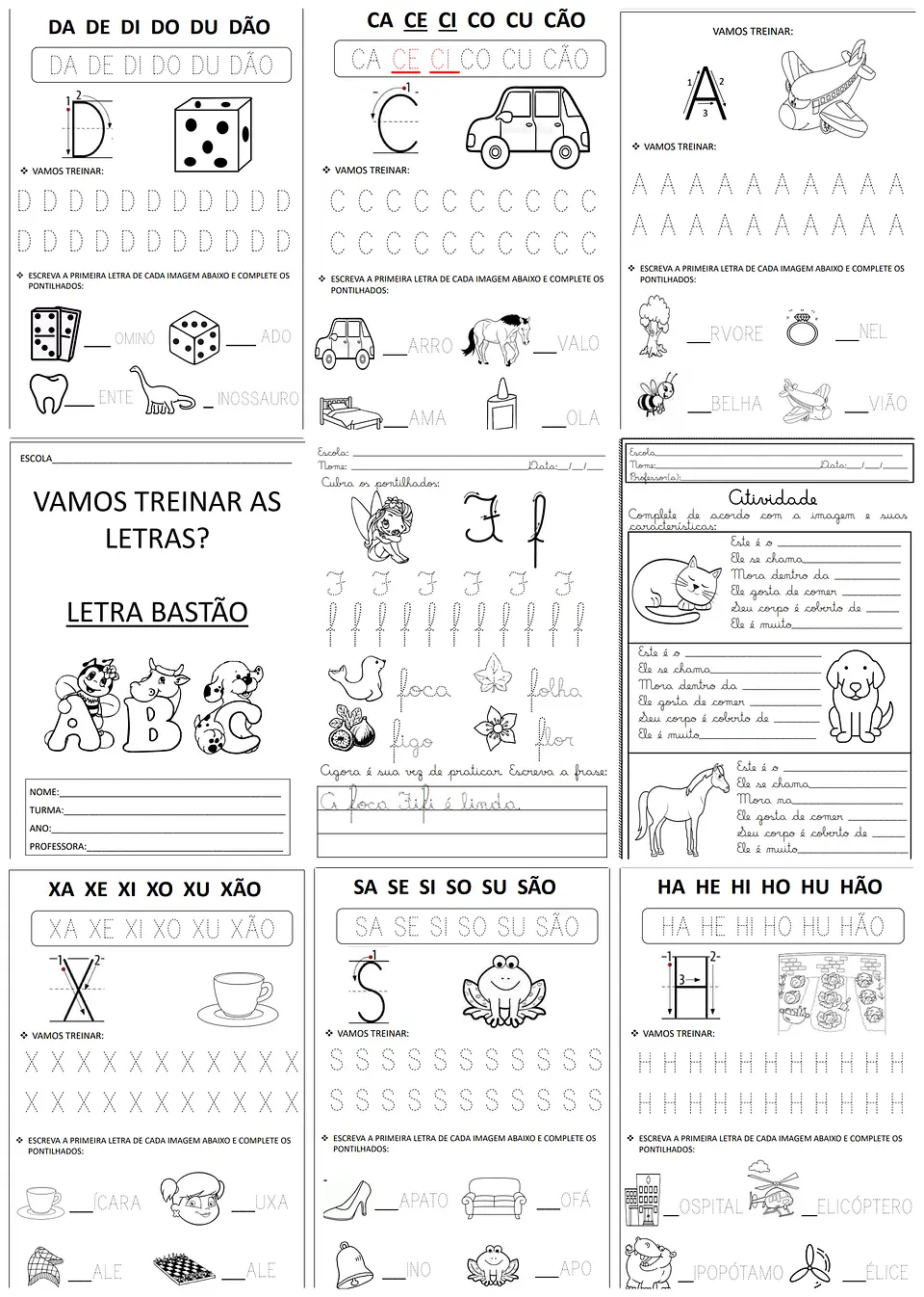 Arquivo Escolar Caligrafia Letra Cursiva Script e Bastão Volta as aulas em Pdf 3