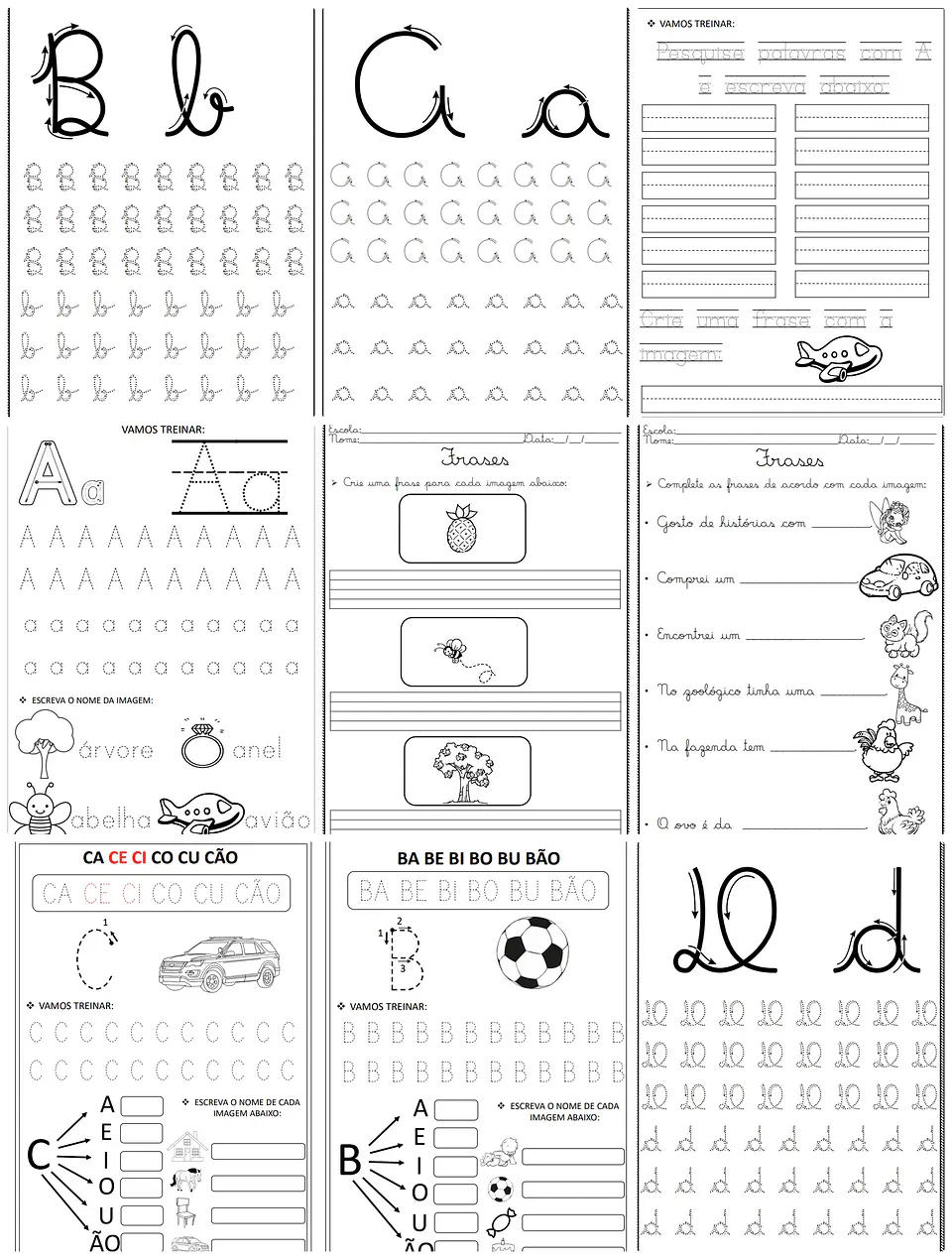 Arquivo Escolar Caligrafia Letra Cursiva Script e Bastão Volta as aulas em Pdf 4