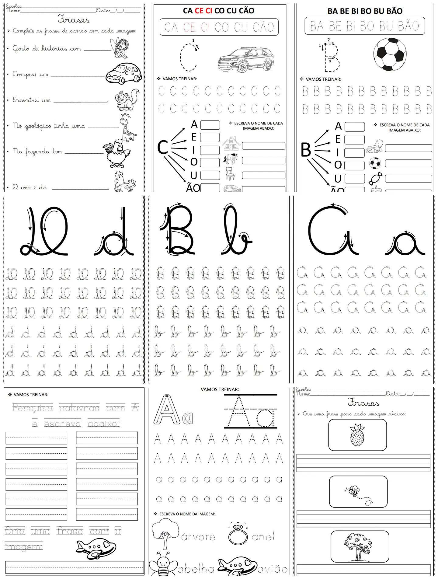 Arquivo Escolar Caligrafia Letra Cursiva Script e Bastão Volta as aulas em Pdf 5