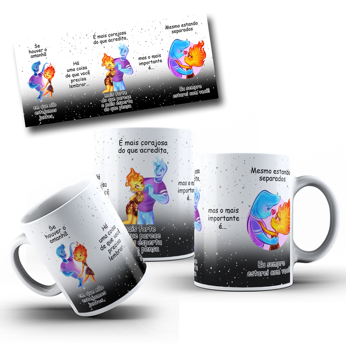 4 Artes Caneca Se Houver o amanhã em que não estejamos juntos - Filme Elementos Arquivo Editável 10