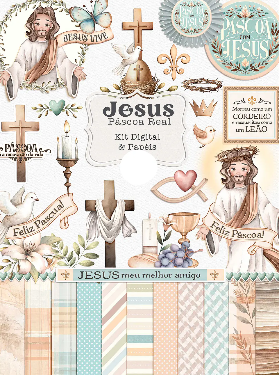 Kit Digital Páscoa Real Arquivos em Png  1