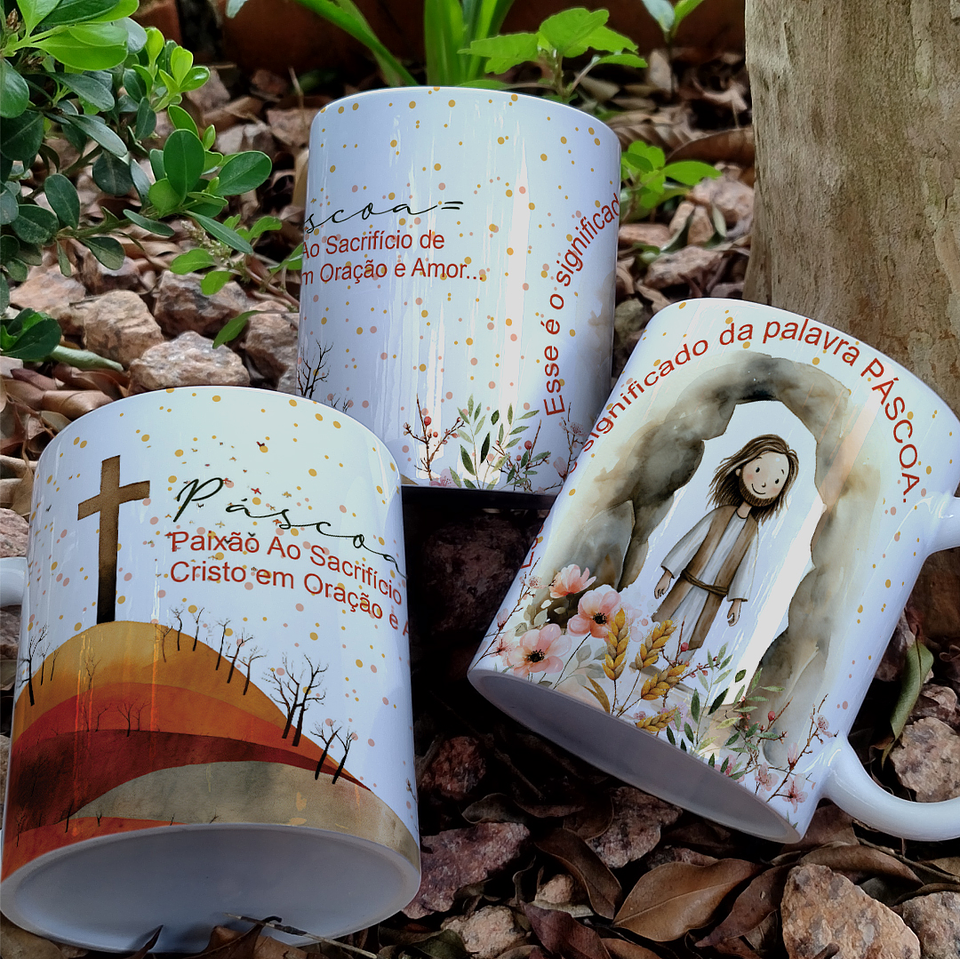10 Artes Caneca Páscoa Cristã Arquivos Editável 1