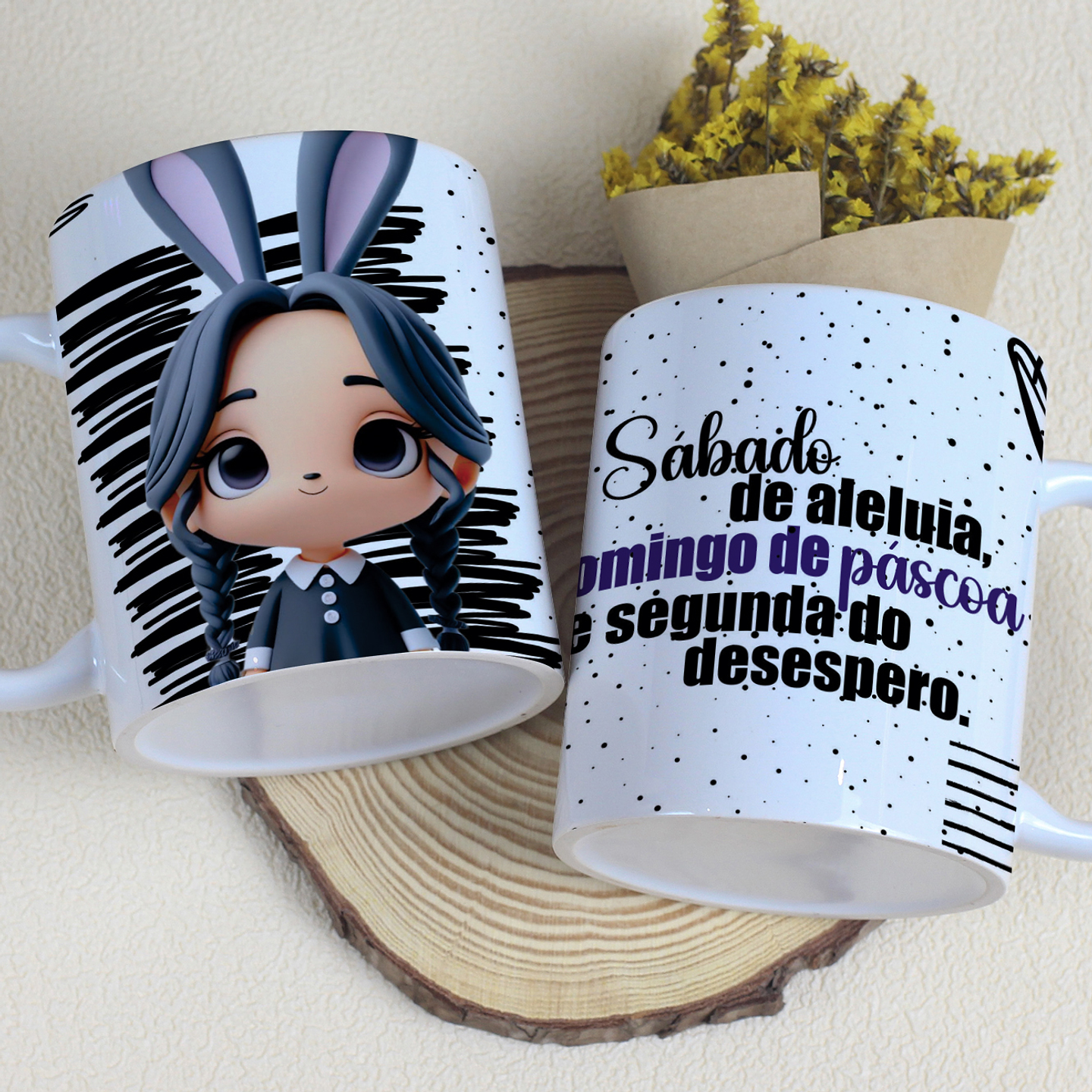 10 Artes Caneca Páscoa Wandinha Arquivos Editável  2