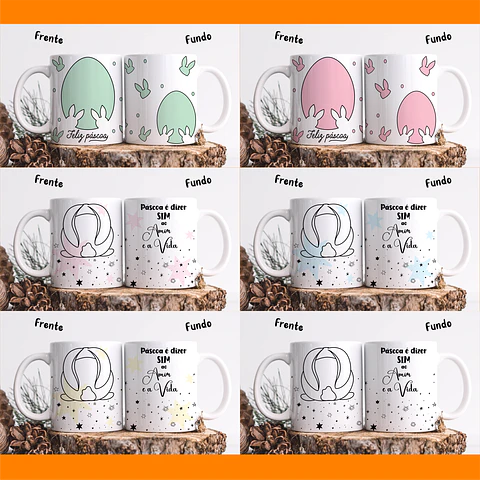 20 Artes para Caneca Páscoa Linhas Arquivos em Jpg
