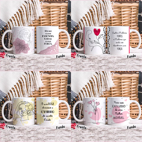 20 Artes para Caneca Dia das Mulheres Linhas Arquivos em Jpg  