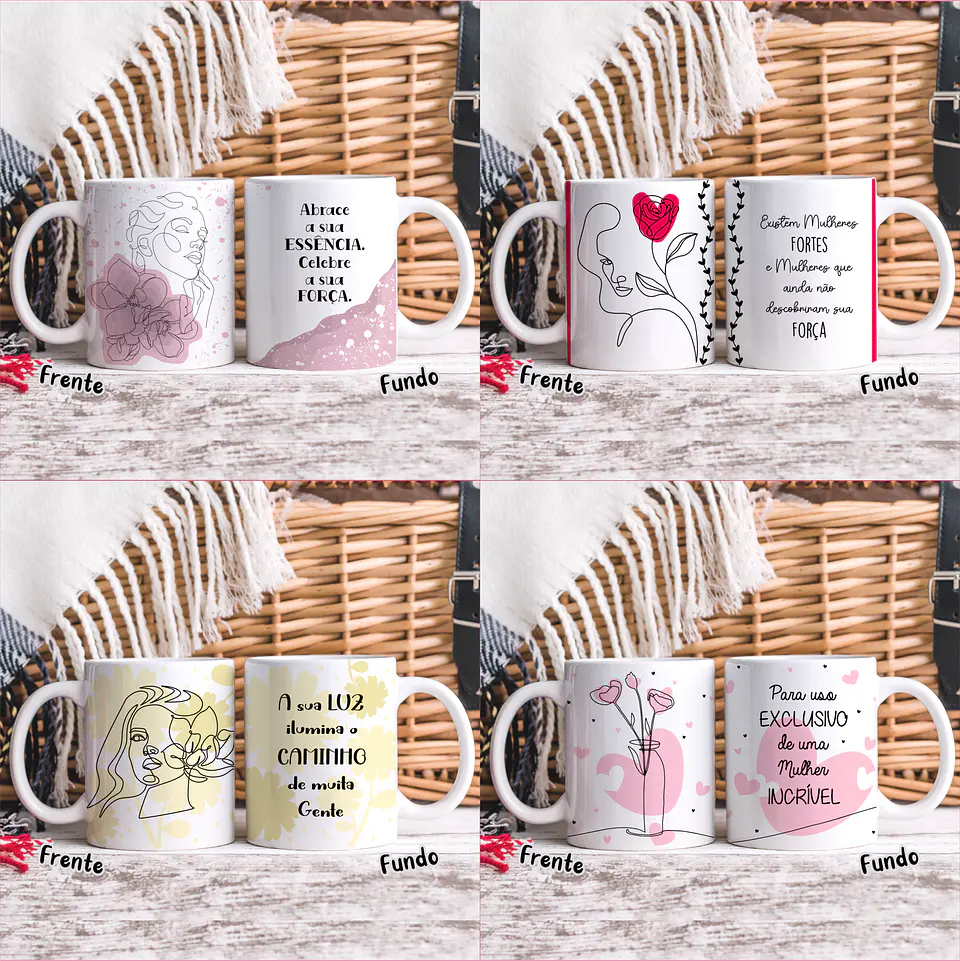 20 Artes para Caneca Dia das Mulheres Linhas Arquivos em Jpg   1