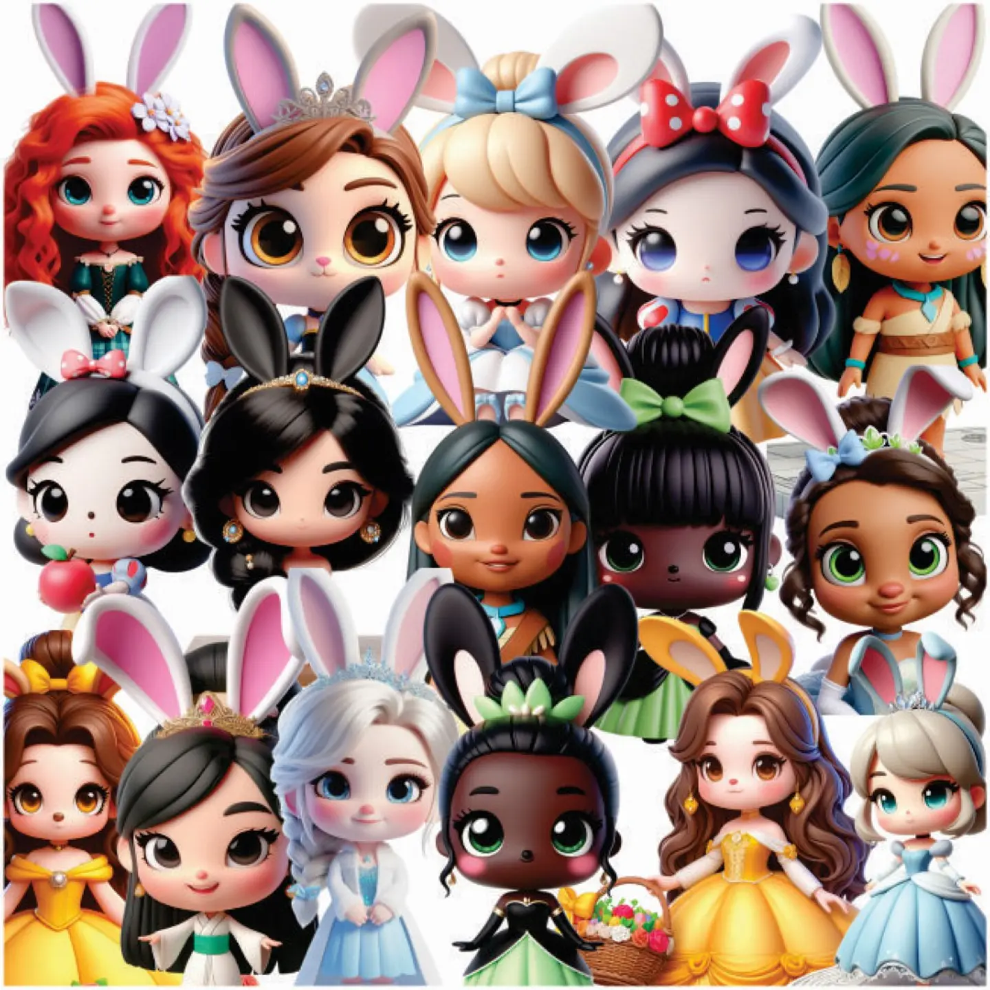 Kit Digital Princesas Páscoa 3d Arquivos em Png 2