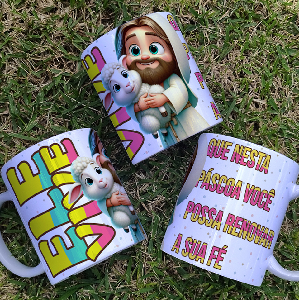 10 Artes Caneca Páscoa Cristã Arquivos Editável 6