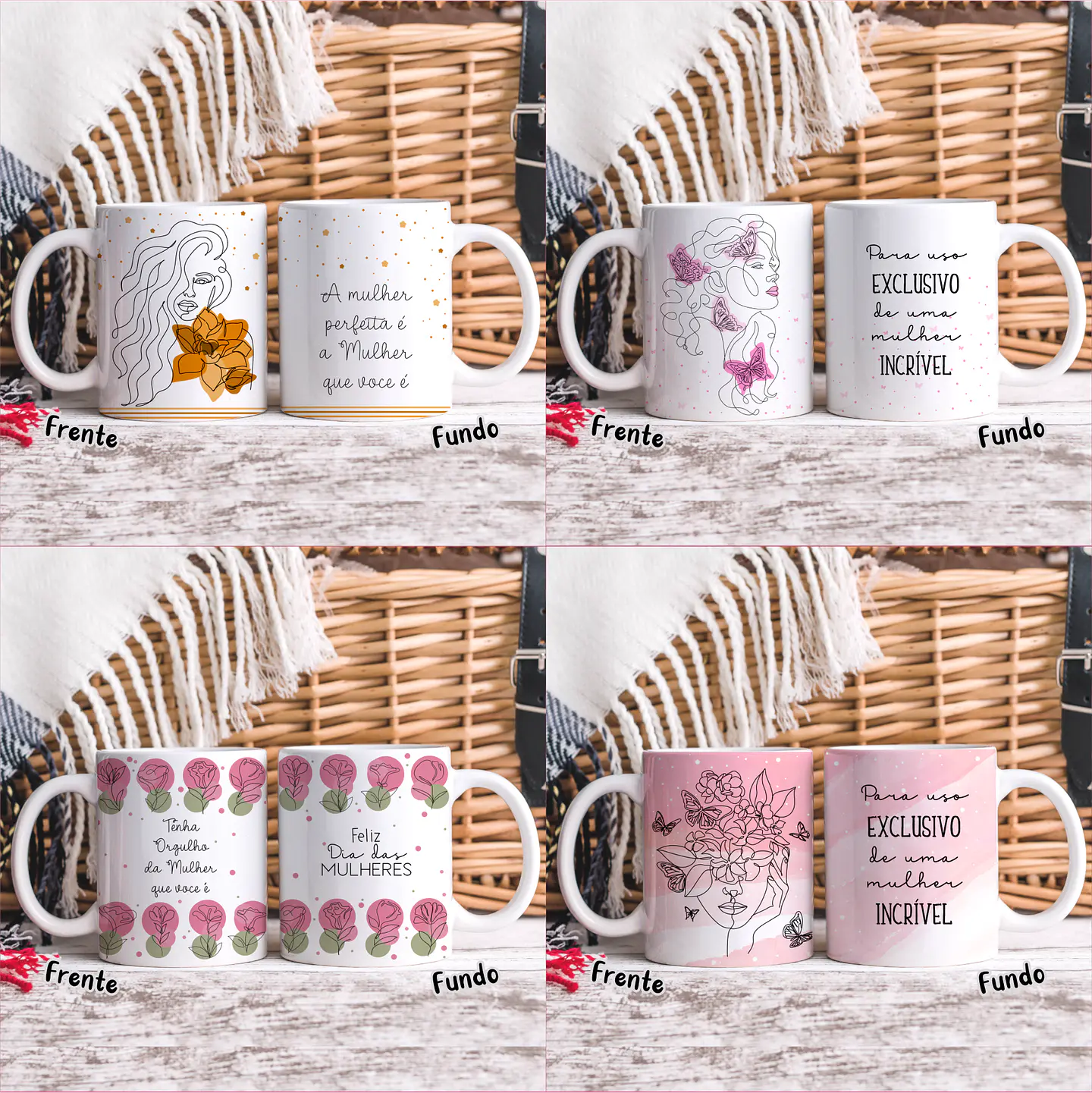 20 Artes para Caneca Dia das Mulheres Linhas Arquivos em Jpg   4