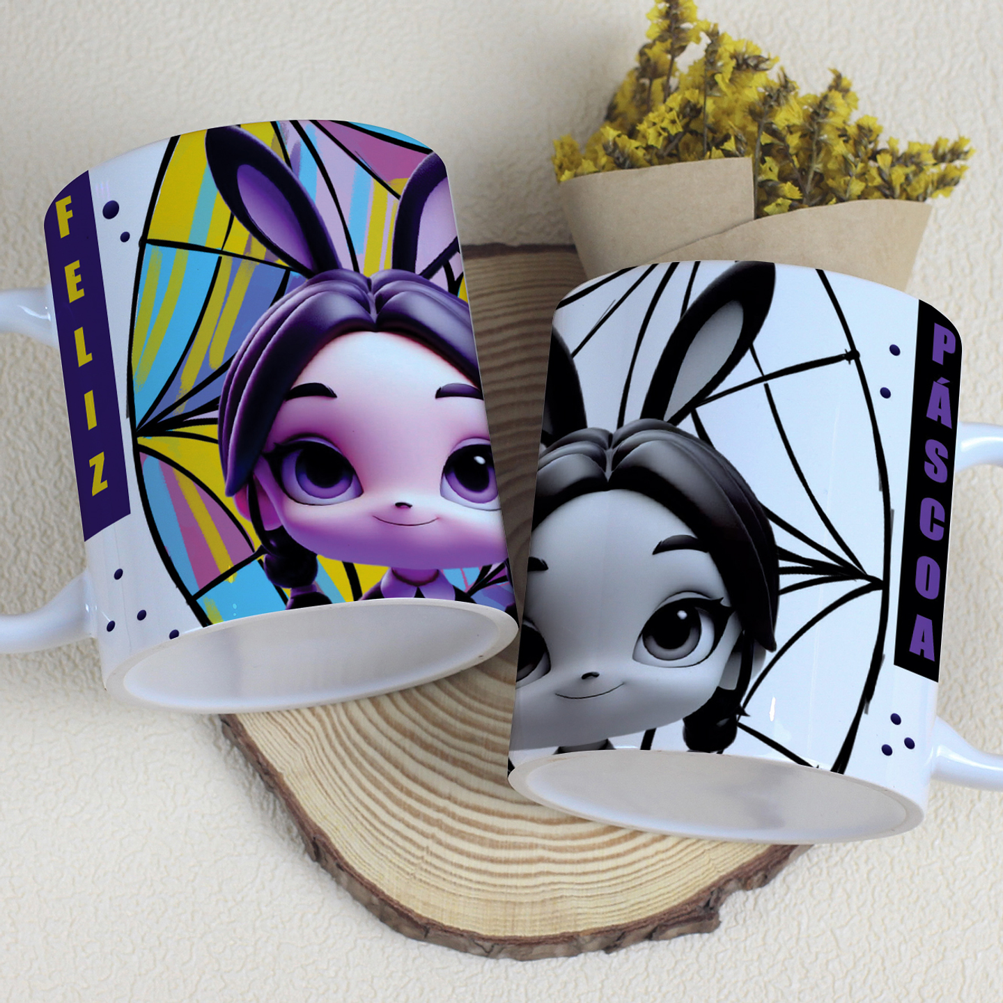 10 Artes Caneca Páscoa Wandinha Arquivos Editável  10