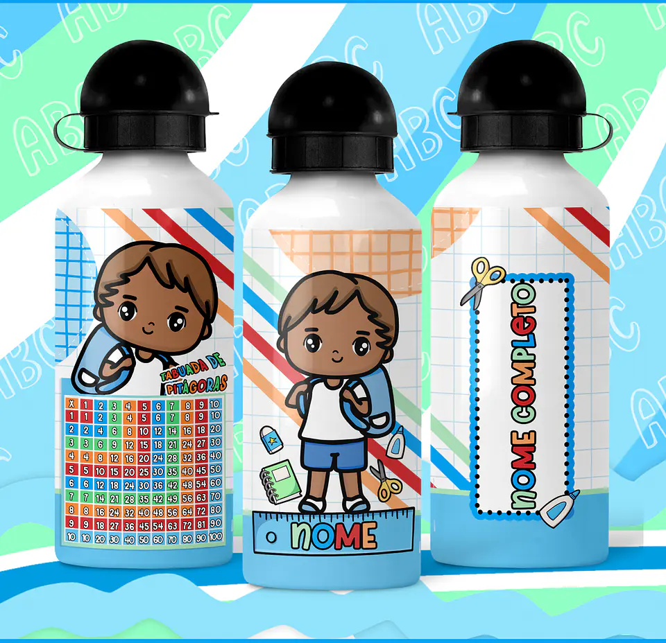 24 Artes para Canecas e Garrafinhas Meninos Volta as Aulas Arquivos em Jpg 7