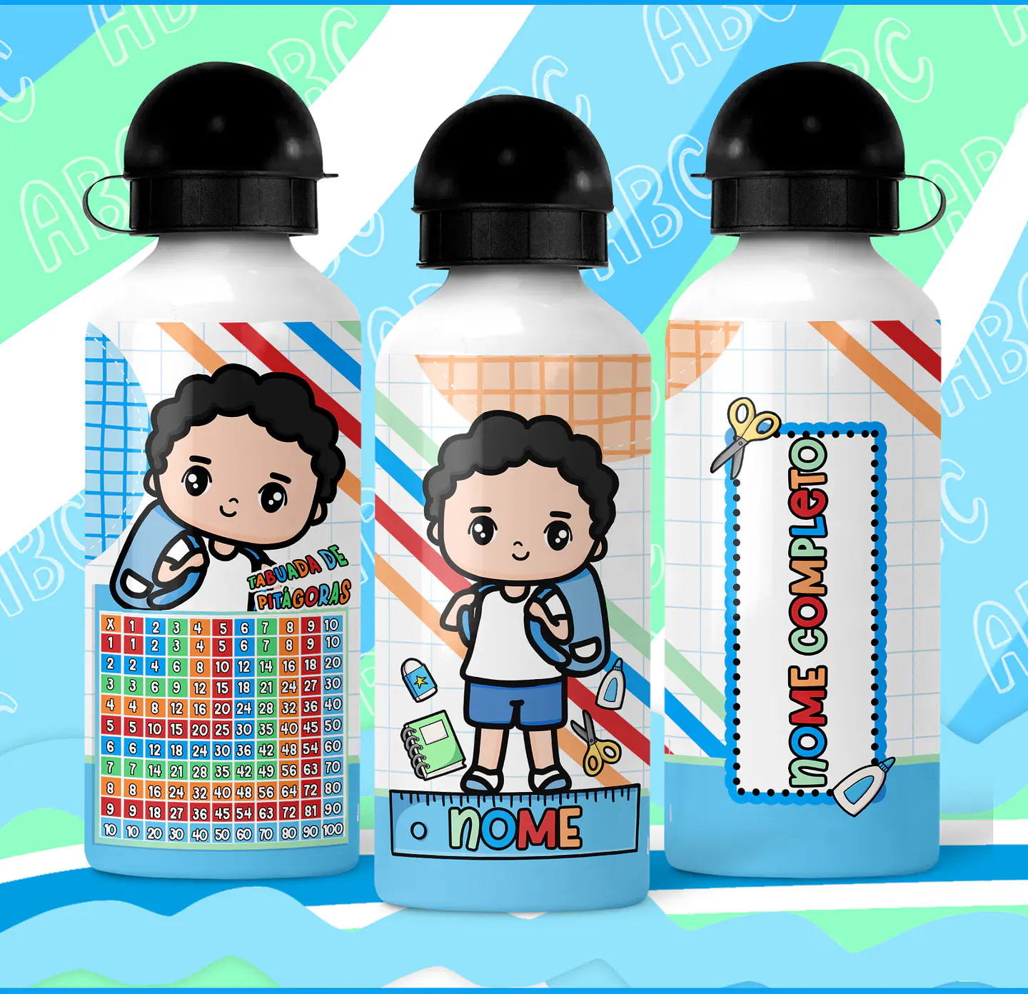 24 Artes para Canecas e Garrafinhas Meninos Volta as Aulas Arquivos em Jpg 11