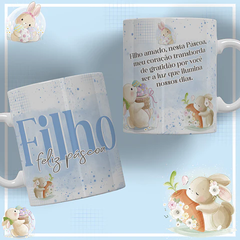 12 Artes para Caneca Páscoa Família Arquivos Editável