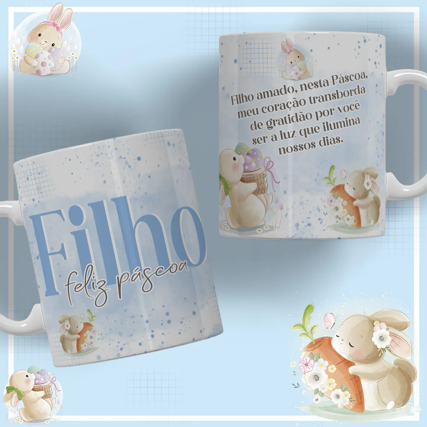 12 Artes para Caneca Páscoa Família Arquivos Editável 1