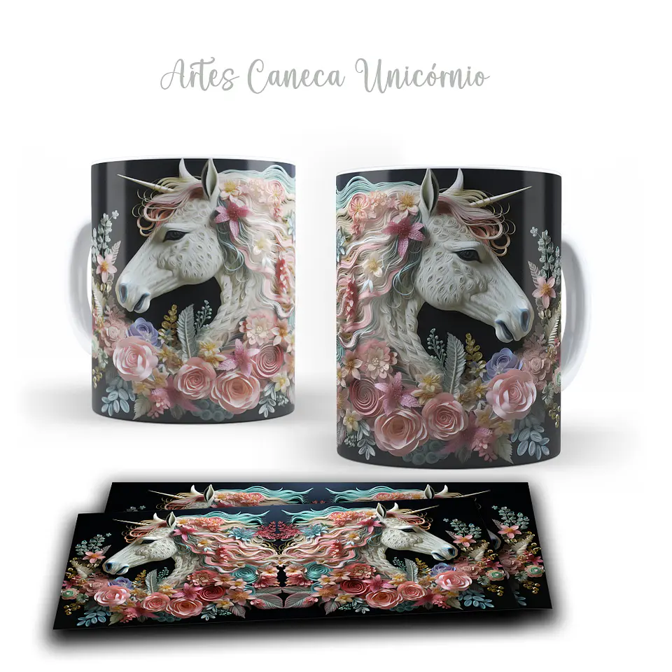 16 Artes para Caneca Unicornio 3d Arquivos em Jpg  1