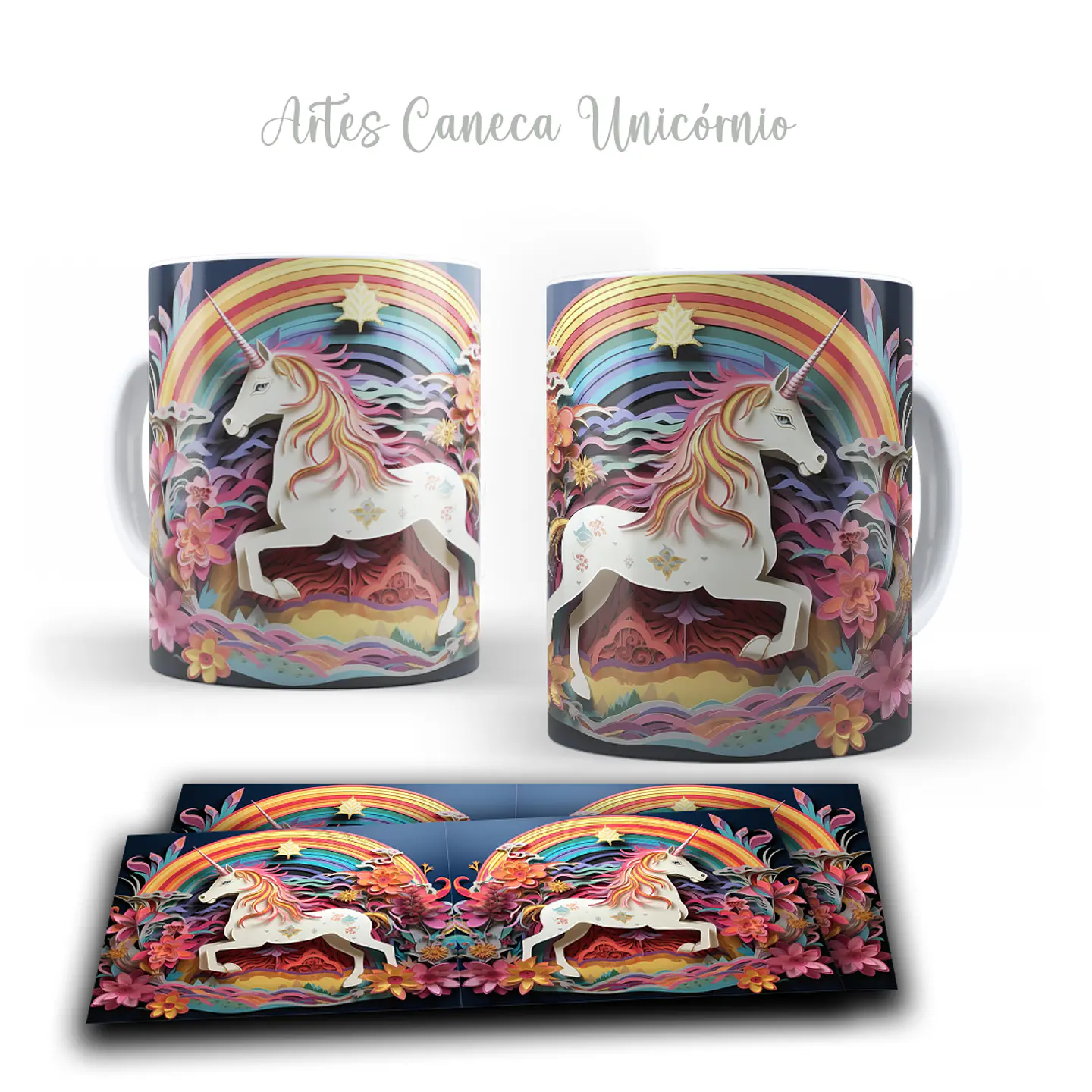 16 Artes para Caneca Unicornio 3d Arquivos em Jpg  6