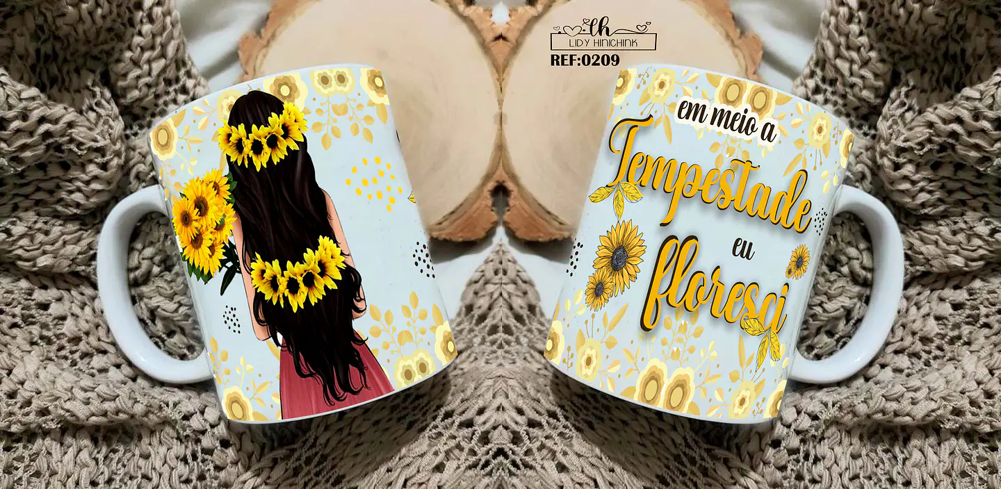 11 Artes para Caneca e Camisa Girassol Arquivos Editável 6