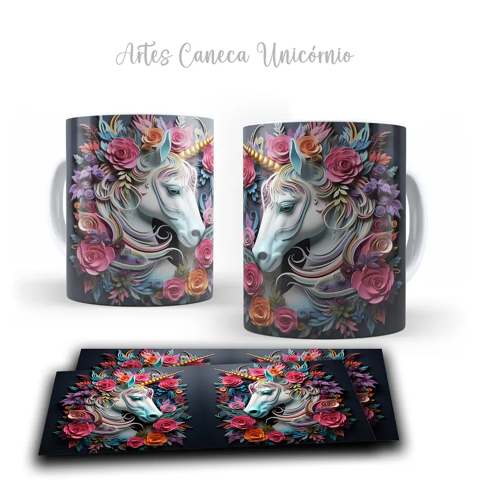 16 Artes para Caneca Unicornio 3d Arquivos em Jpg  13