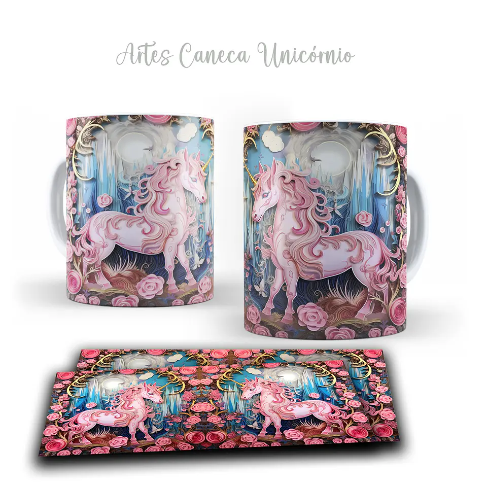 16 Artes para Caneca Unicornio 3d Arquivos em Jpg  14