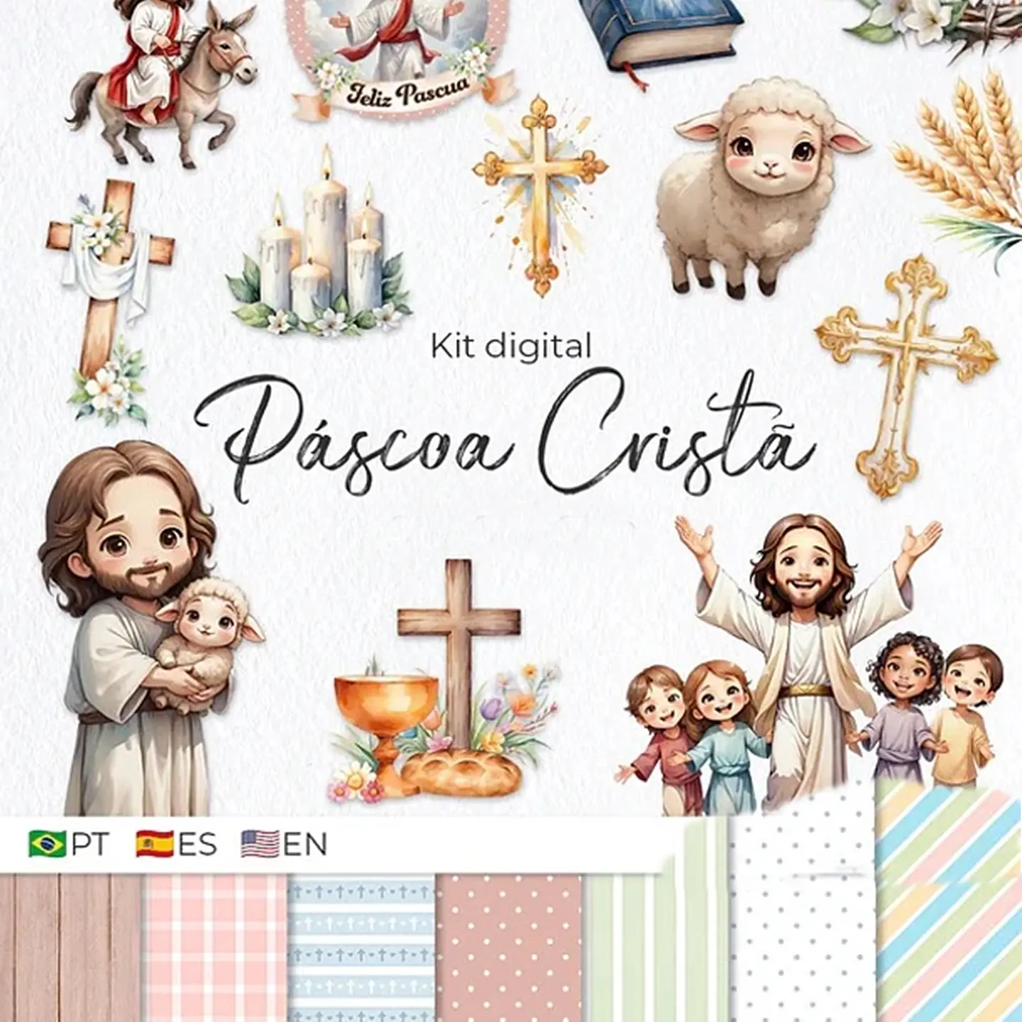 Kit Digital Páscoa Cristã Arquivos em Png  1