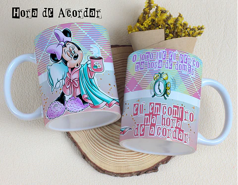 4 Artes para Caneca Hora de Acordar Disney Arquivos Editável