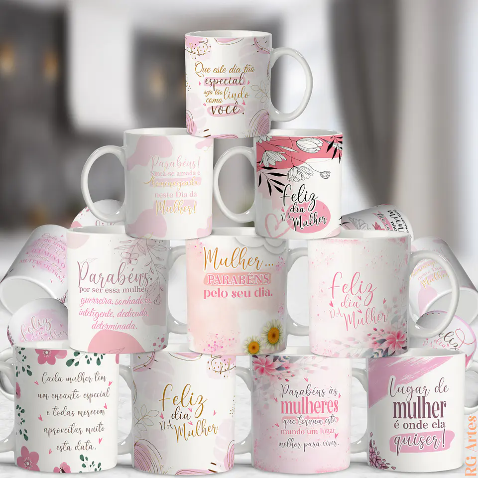 10 Artes para Caneca Dia das Mulheres Arquivos Editável 1