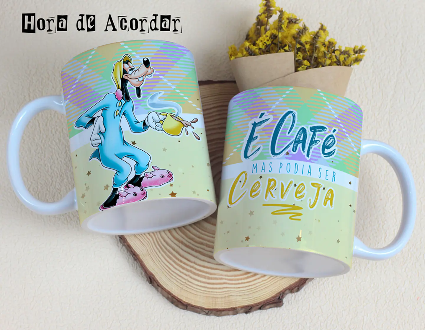4 Artes para Caneca Hora de Acordar Disney Arquivos Editável 4
