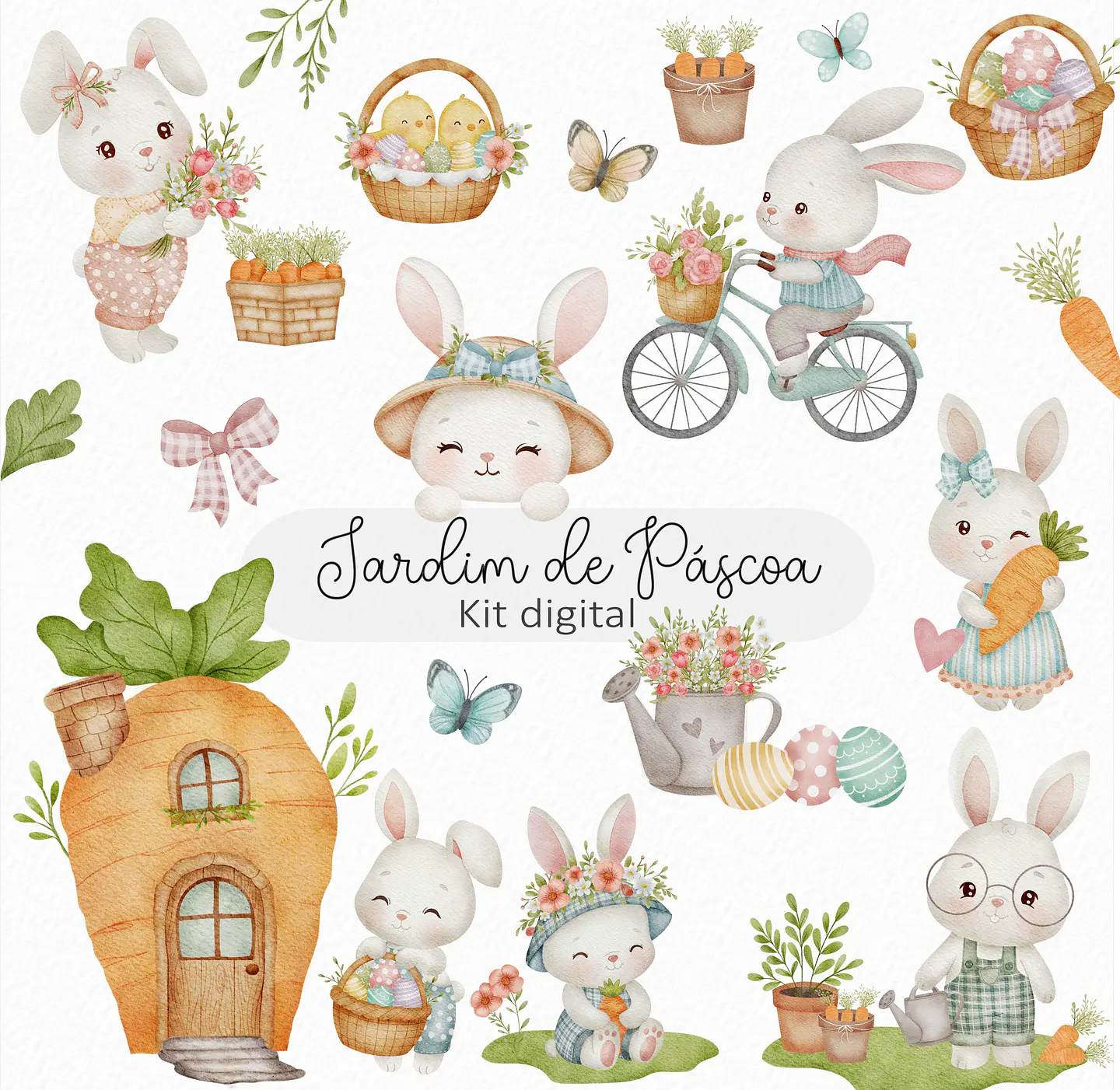 Kit Digital Páscoa Jardim em Png  2